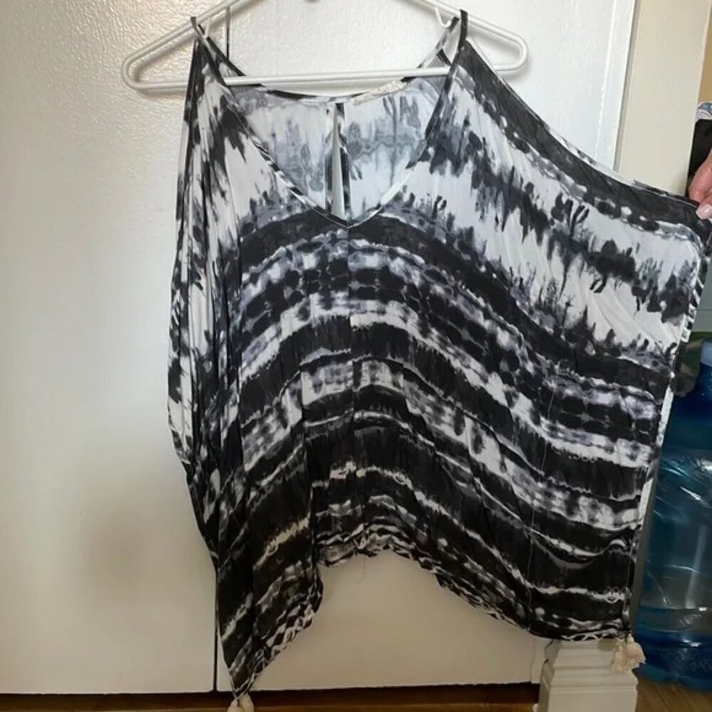 Tie Dye Black Poncho Large
